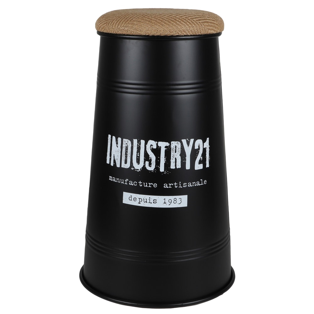 Tabouret de bar métal noir style industriel 40x40x66.5cm