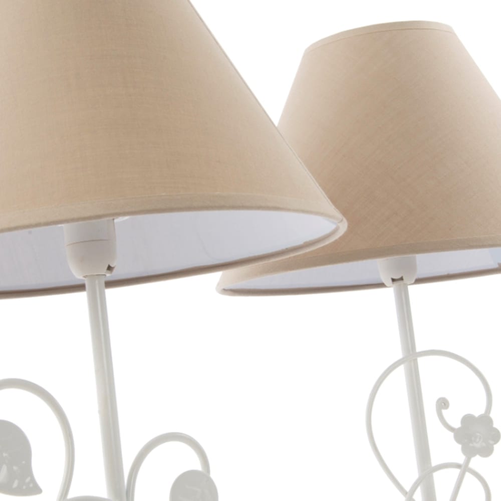 Set de 2 lampes à poser en métal blanc et abat-jours beige feuillage - Maisons du Monde