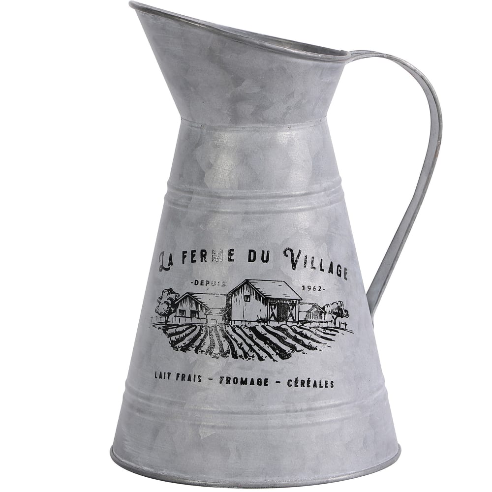 Cruche à lait métal effet zinc esprit cottage décoratif