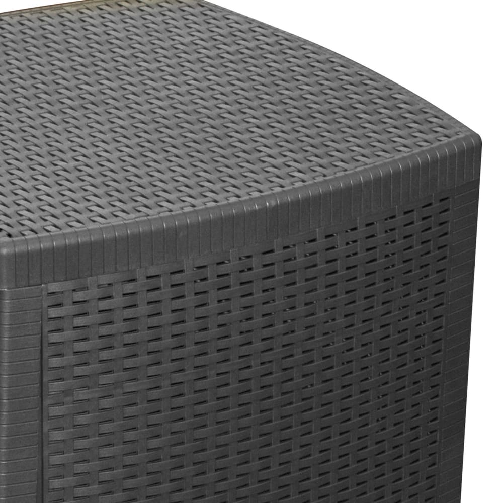 Table coffre de jardin carrée effet rotin gris anthracite - Maisons du Monde