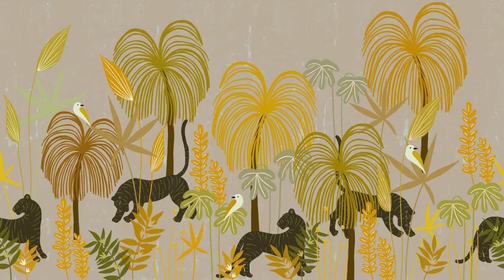 Papier peint sauvages coloré, jaune 150 x 250cm — vue 3