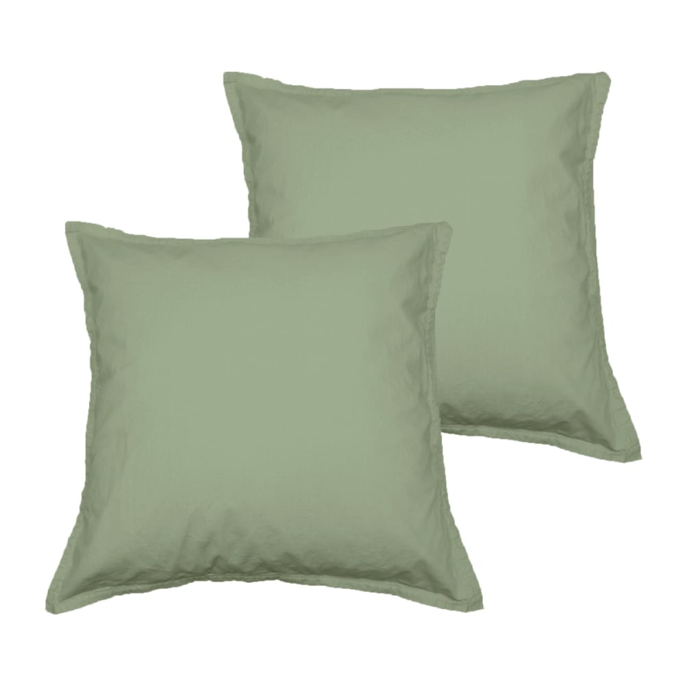 Lot de 2 taies d'oreiller en coton  sauge 65x65 cm