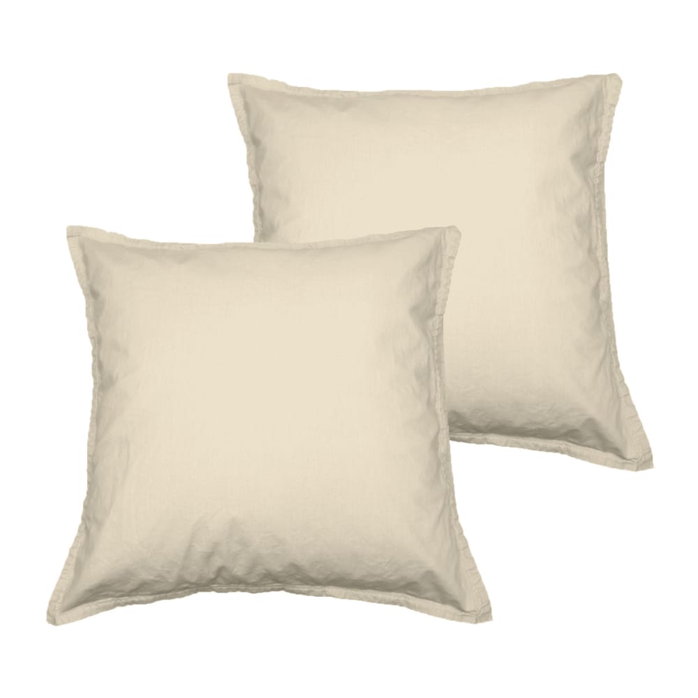 Sensei Maison Llot de 2 taies d'oreiller en coton ficelle 65x65 cm Beige Certifié Oeko-Tex