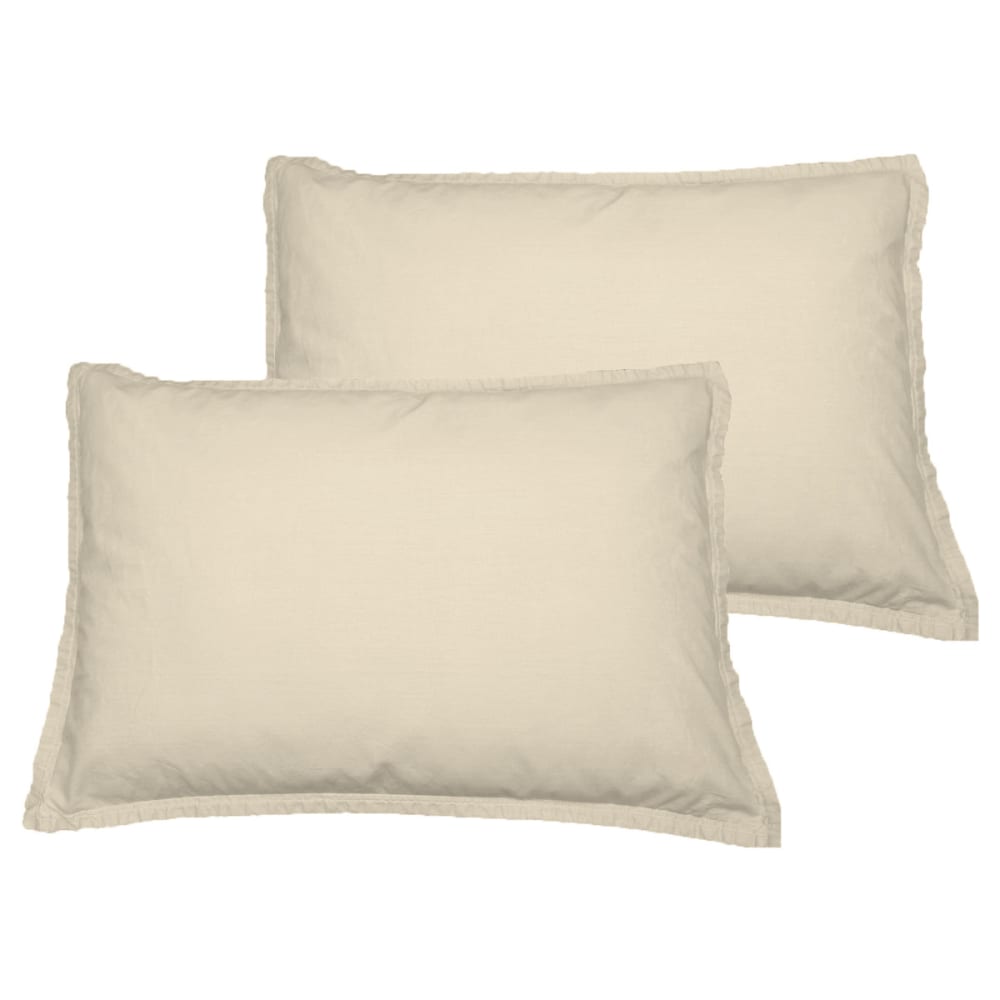 Sensei Maison Llot de 2 taies d'oreiller en coton ficelle 50x70 cm Beige Certifié Oeko-Tex
