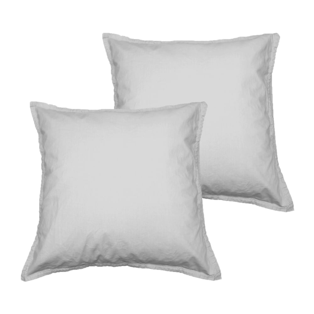 Llot de 2 taies d'oreiller en coton gris perle 65x65 cm