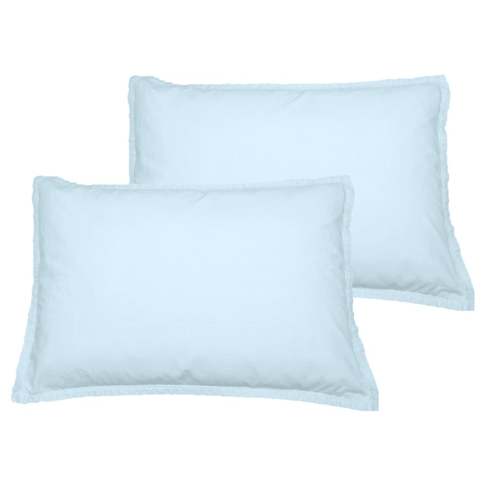 Sensei Maison Llot de 2 taies d'oreiller en coton nuage 50x70 cm Bleu Certifié Oeko-Tex
