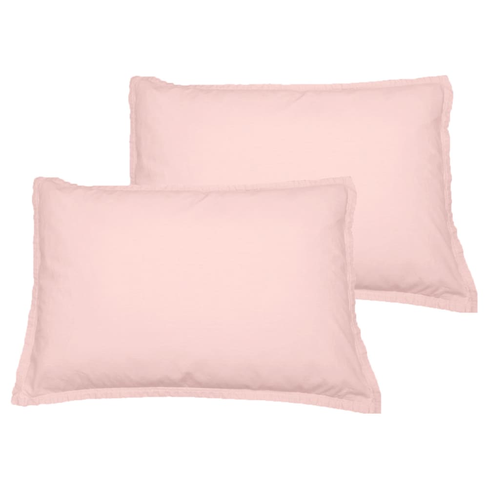 Sensei Maison Llot de 2 taies d'oreiller en coton poudre 50x70 cm Rose Certifié Oeko-Tex