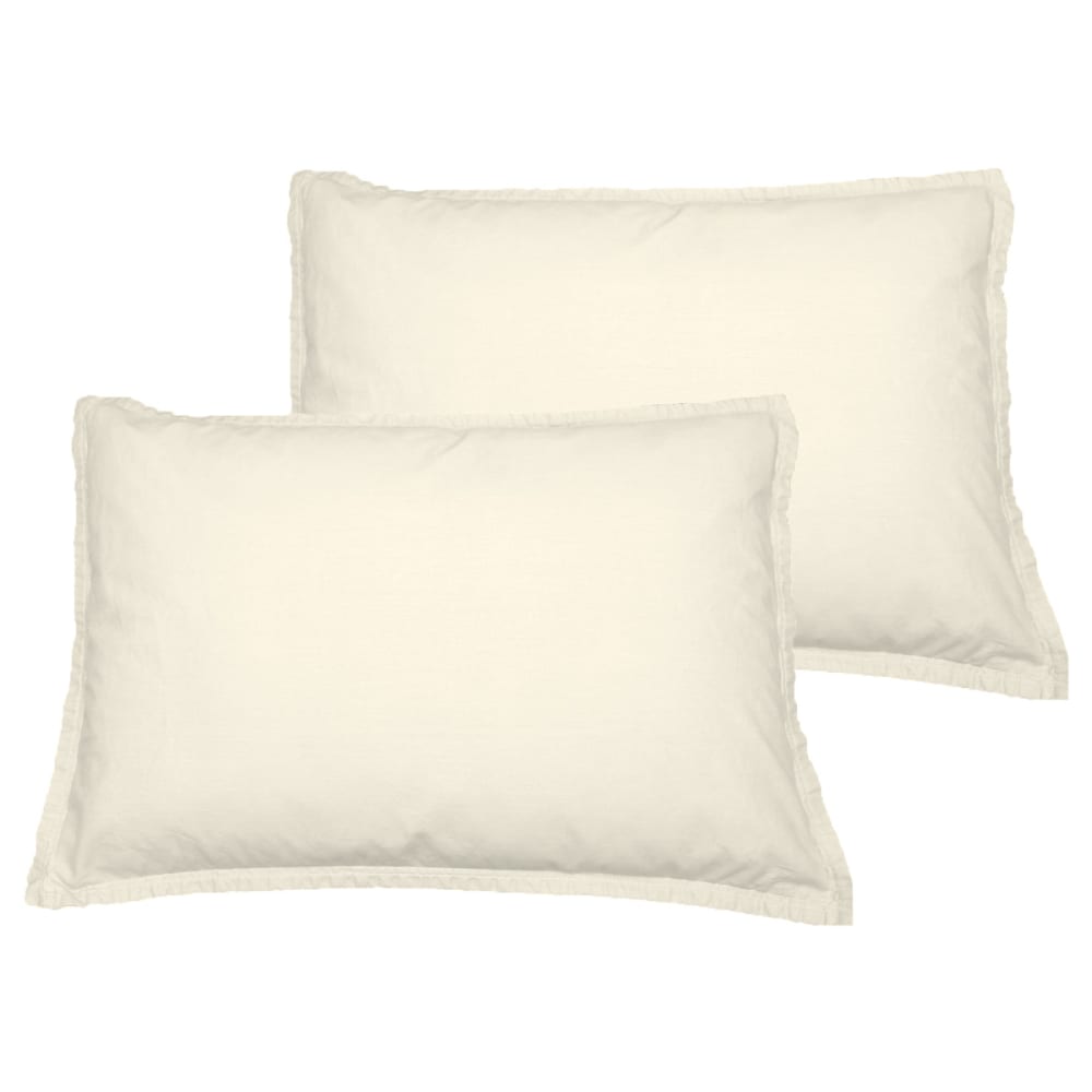 Lot de 2 taies d'oreiller en coton  ecru 50x70 cm