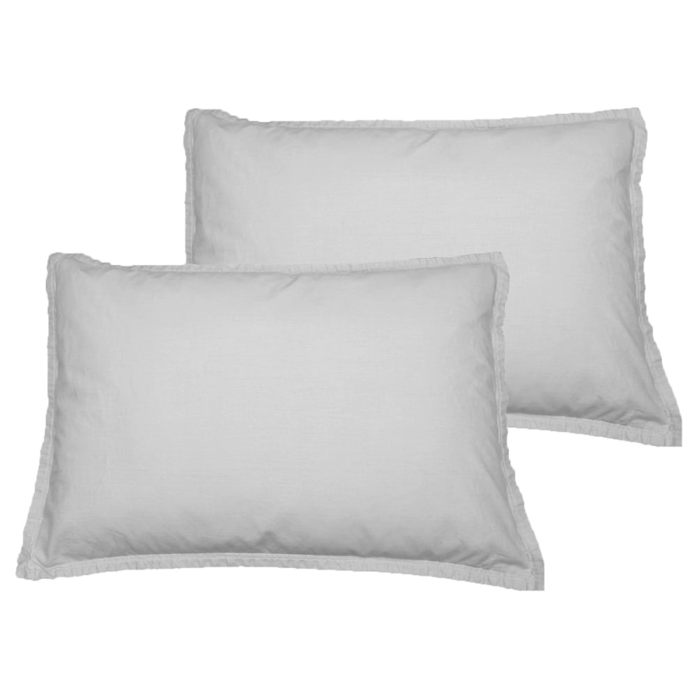 Lot de 2 taies d'oreiller en coton  gris perle 50x70 cm