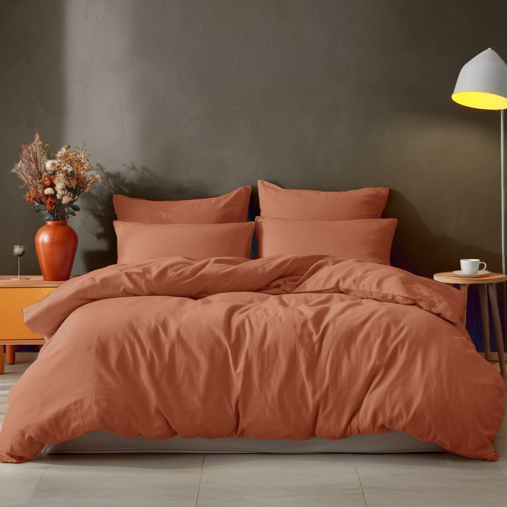 Ddrap housse en coton bonnet 30 cm brique 120x190 cm — vue 4