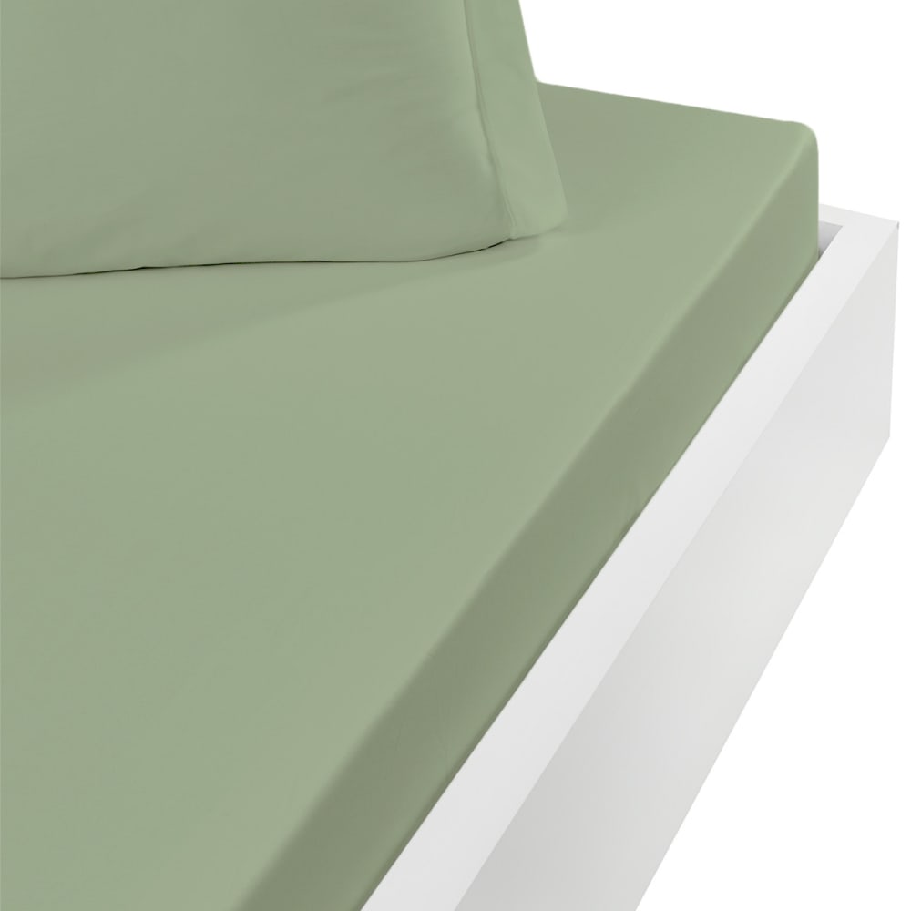 Ddrap housse en coton bonnet 30 cm sauge 80x200 cm