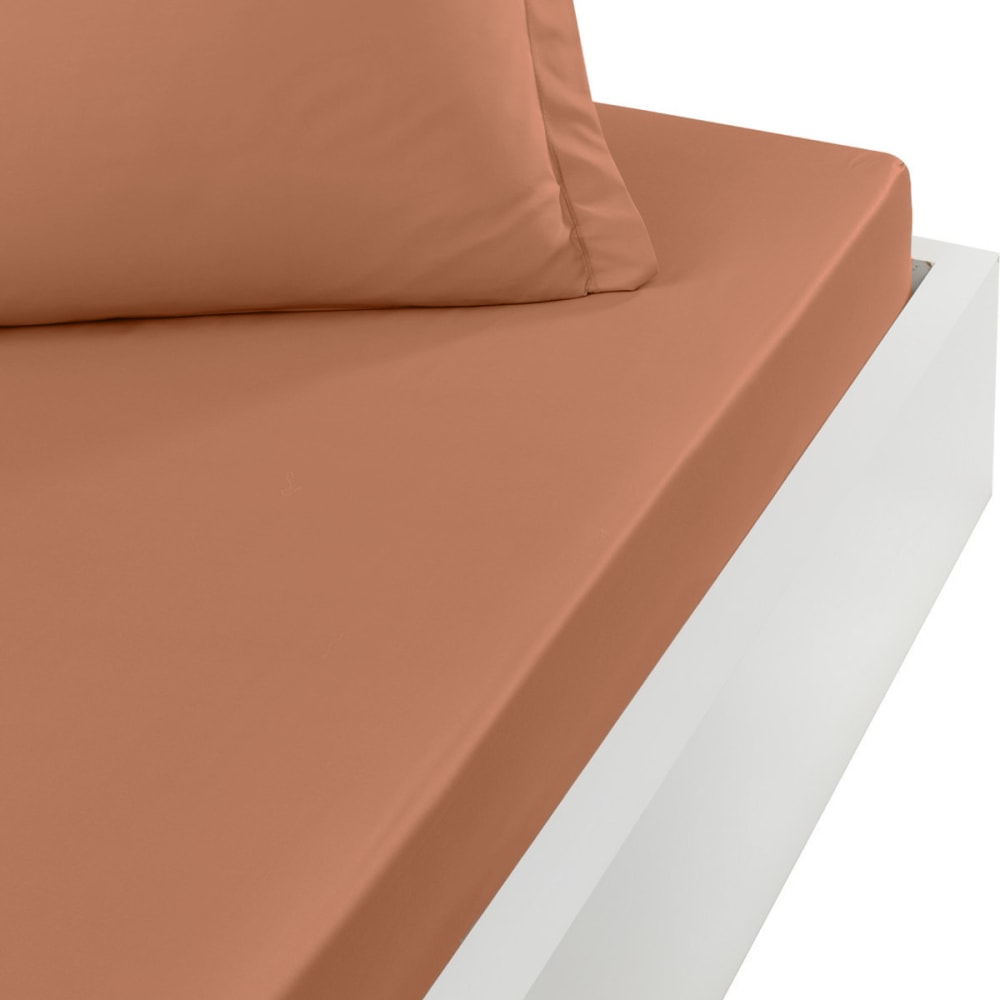 Ddrap housse en coton bonnet 30 cm brique 180x200 cm