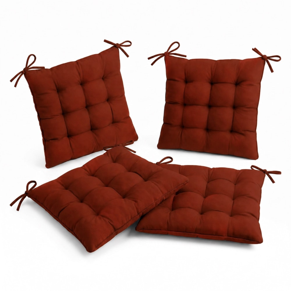 Deco Arts 4er Set Stuhlkissen einfarbig Terrakotta 40x40 cm style seaside orange Pes - Polyester