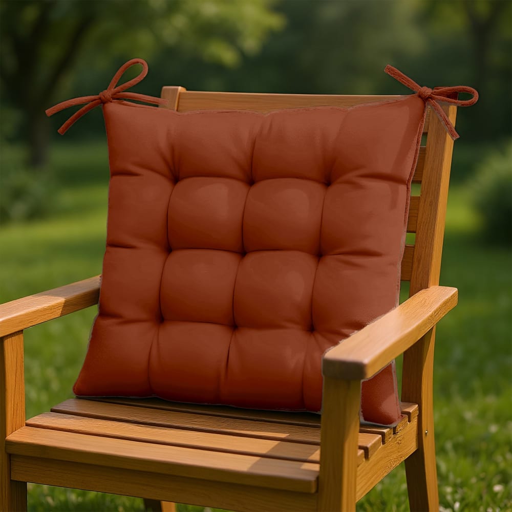 Lot de 4 Galettes de chaise en polyester 40 x 40 cm terracotta