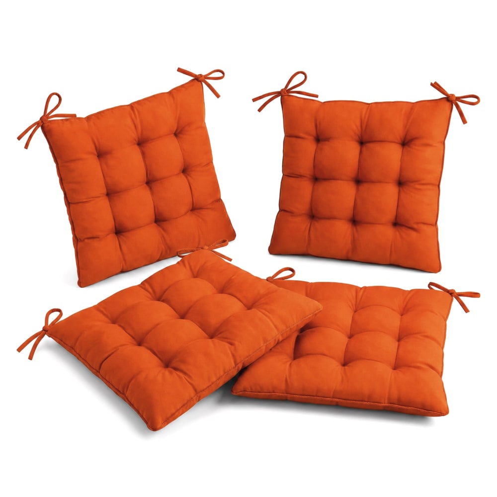 Lot de 4 galettes de chaise en polyester 40 x 40 cm  orange