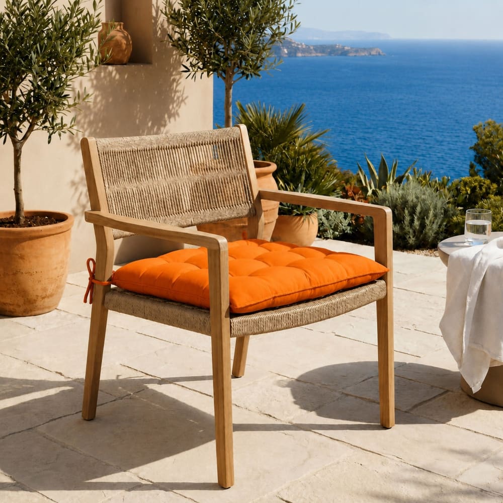 Lot de 4 galettes de chaise en polyester 40 x 40 cm  orange - Maisons du Monde