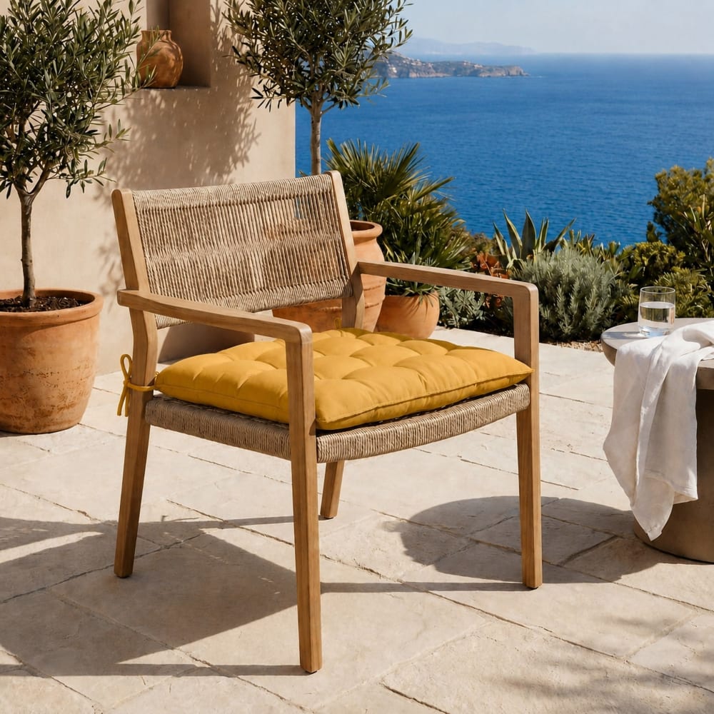 Lot de 4 galettes de chaise en polyester 40 x 40 cm jaune - Maisons du Monde
