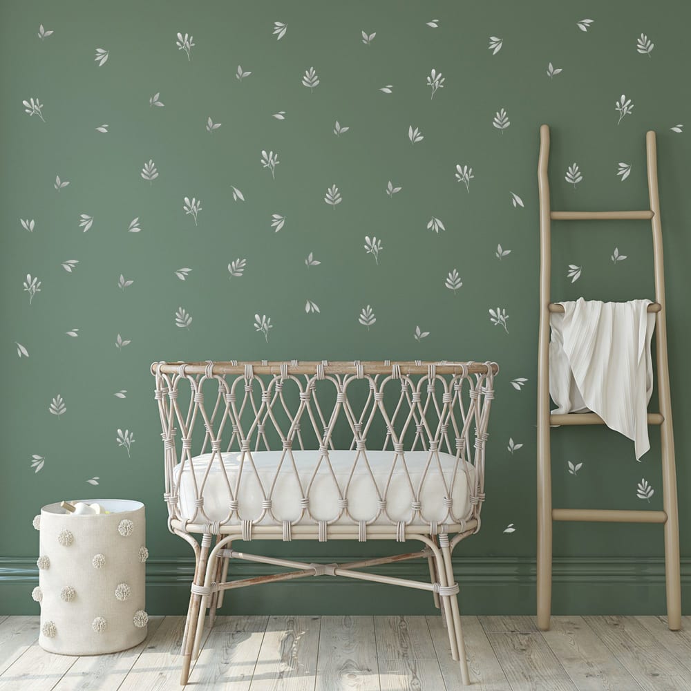 Adesivo murale con piante effetto acquarello grigio - Nicolasito