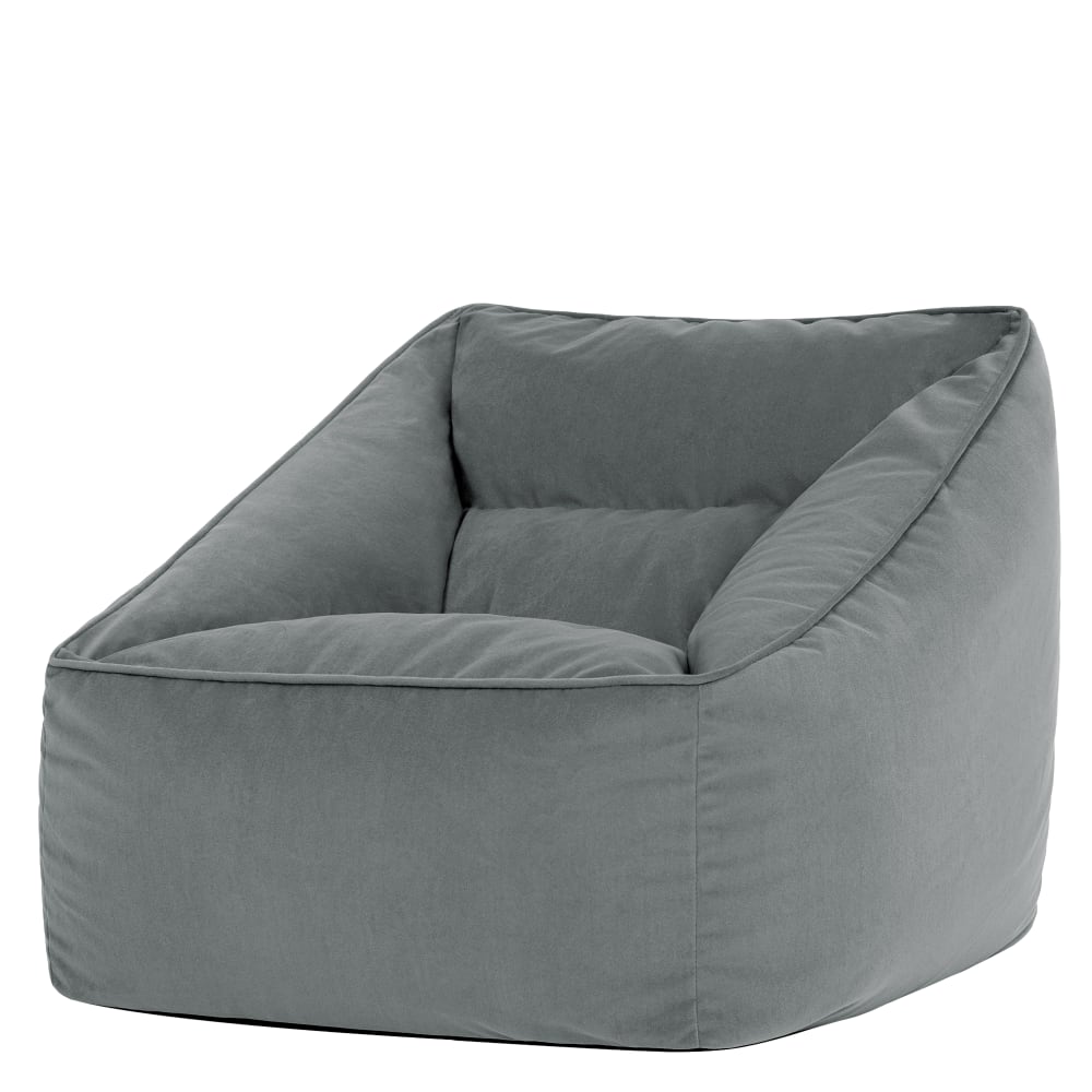 Pouf poire fauteuil velours gris anthracite