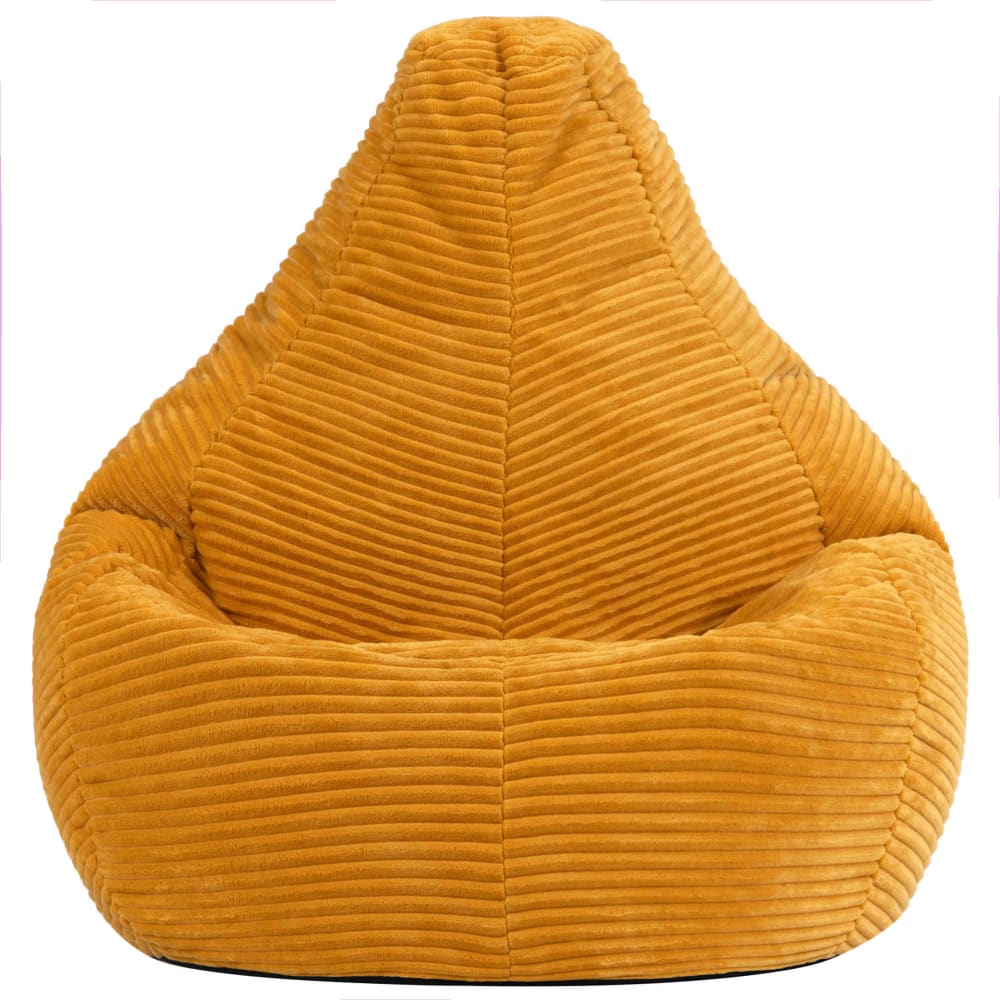 Pouf poire enfant à dossier haut velours côtelé jaune ocre (Icon) - Image 2