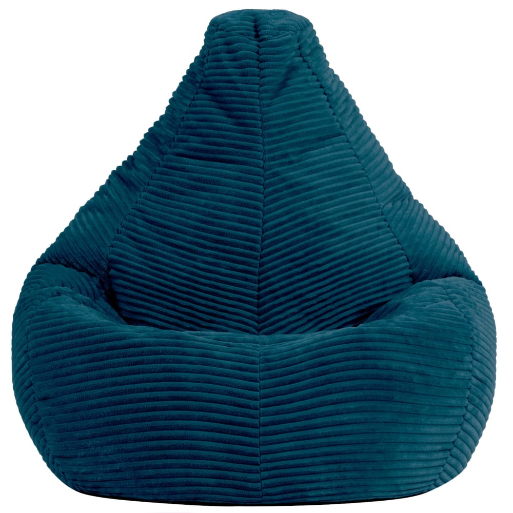 Pouf poire enfant à dossier haut velours côtelé bleu canard (Icon) - Image 2