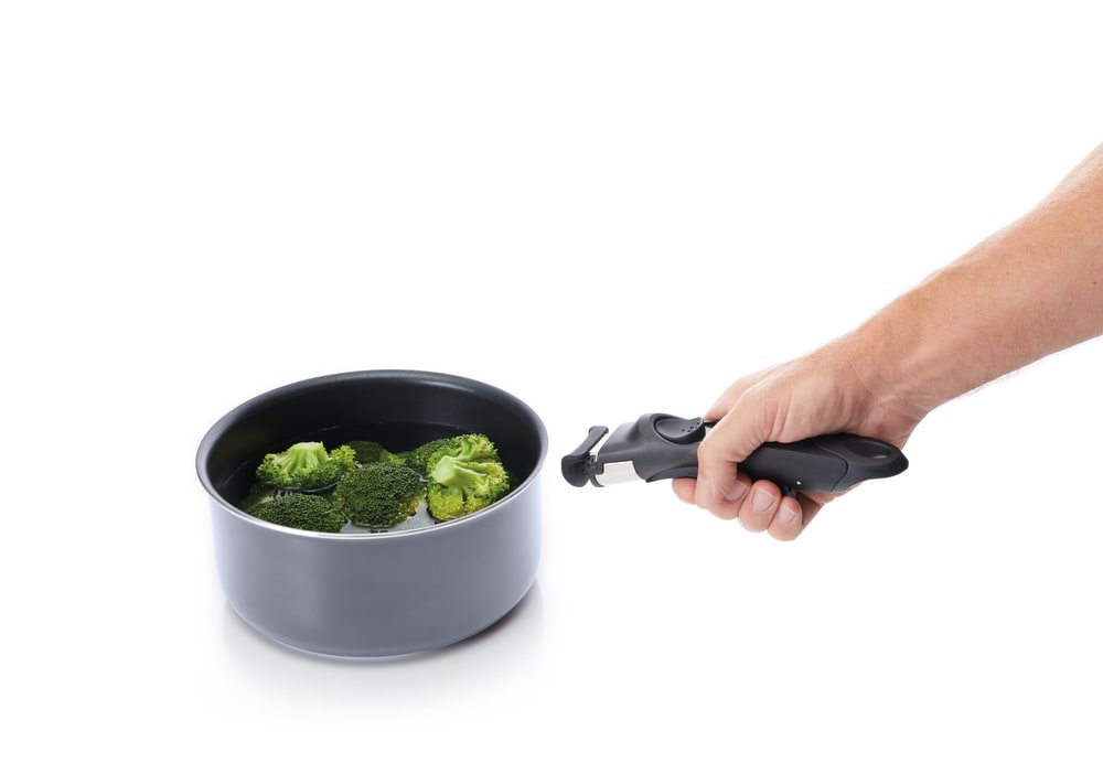 Lot de 3 casseroles,1 manche et couvercle en aluminium gris