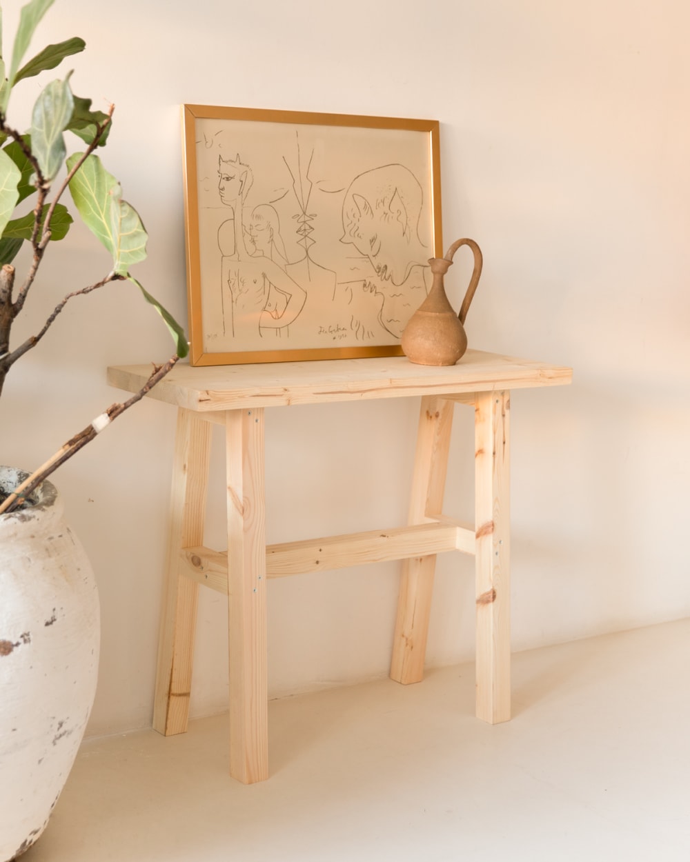 Consola de madera maciza en tono natural de 100x80cm - Maisons du Monde