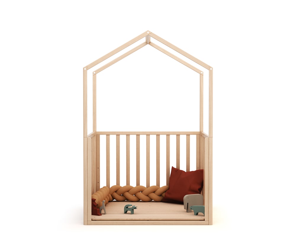 Umwandelbare hütte Laufstall Holz Buche Lackiert 100 x 100 cm -