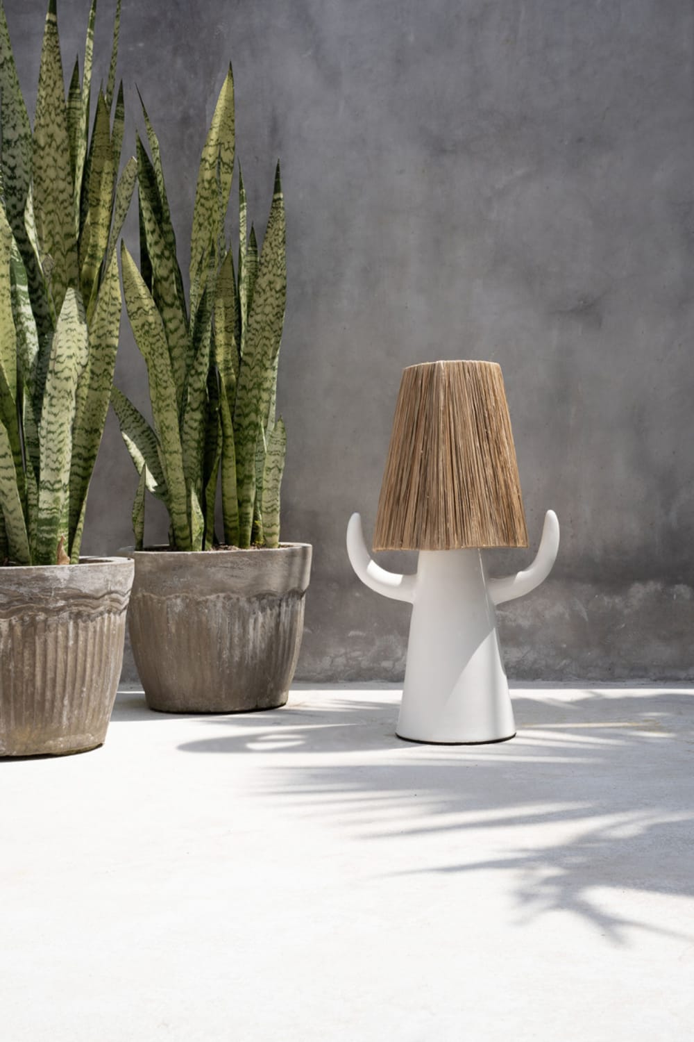 Lampe en terracotta blanche à cordes naturelles - Maisons du Monde