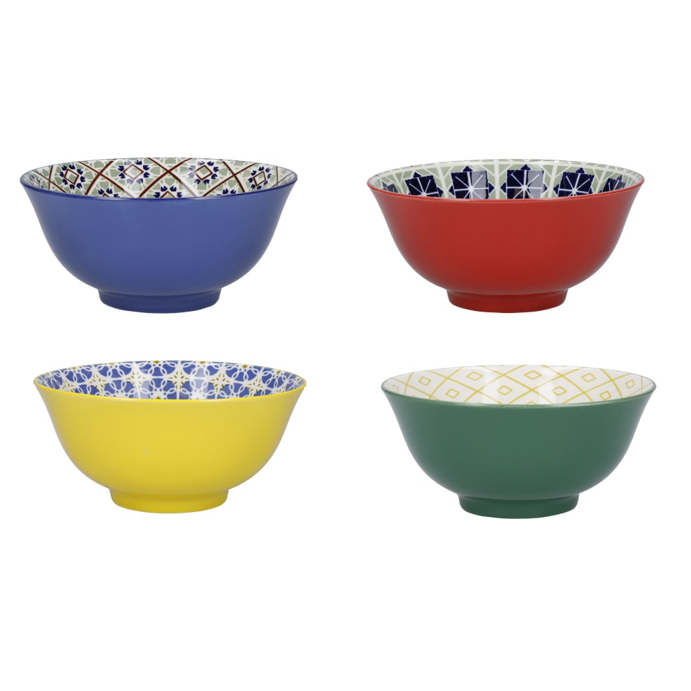 Set de 4 Bol à motifs coloré en céramique mutlitcolore