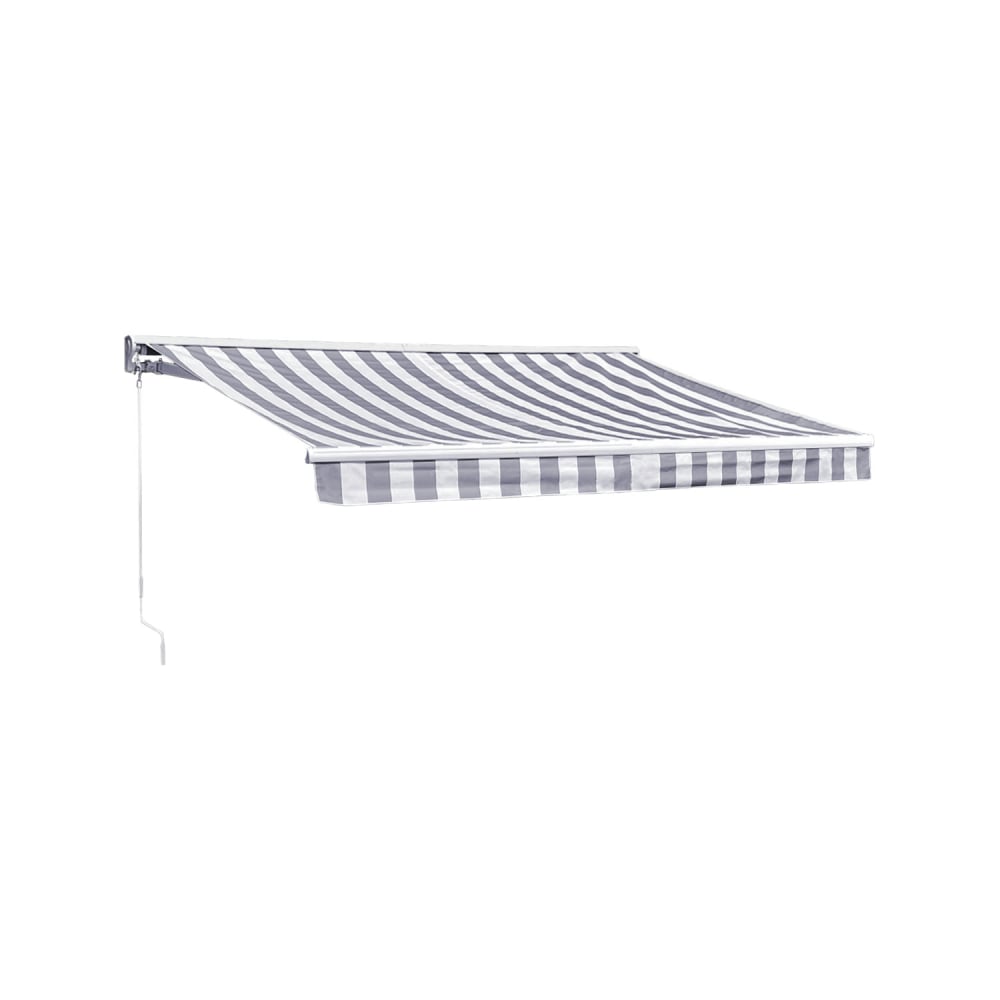 Tenda da sole 2,95 × 2,5 m con strisce semi-tessute bianche/grigie - Bianco - Tessuto