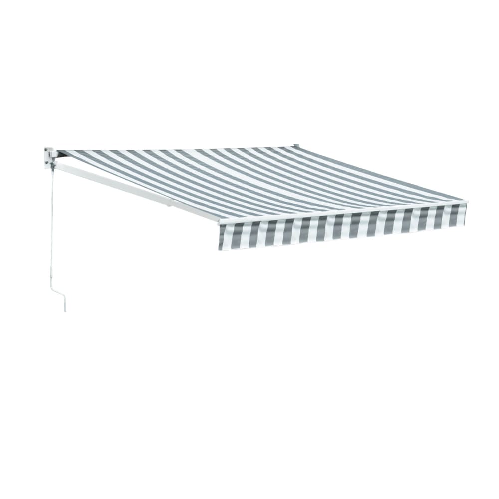 Store banne 2,5 × 2m toile rayée blanche/grise
