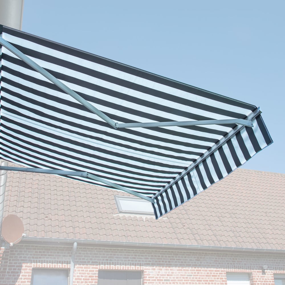 Store banne 3,5 × 3m toile rayée blanche/grise - Maisons du Monde