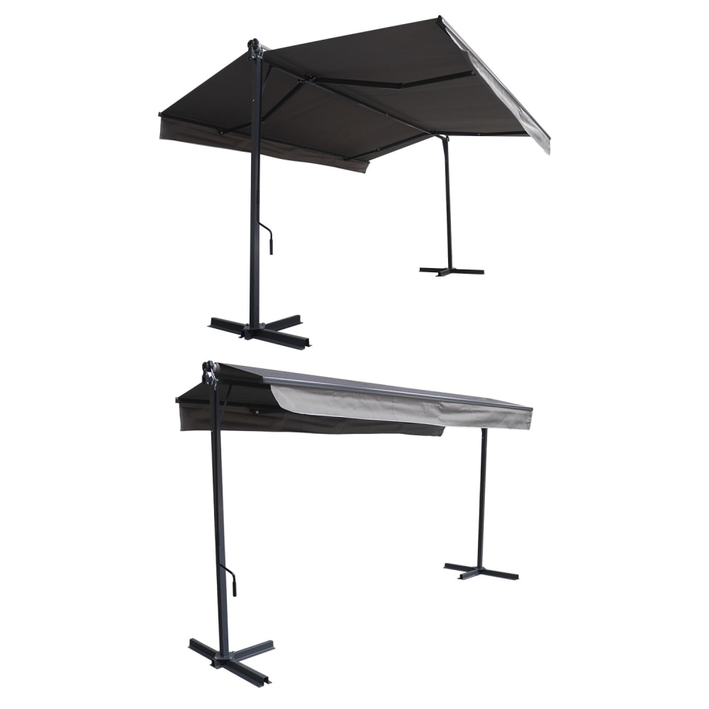 Tenda doppia inclinata su gambe 3,95 x 3 m tessuto grigio - Happy