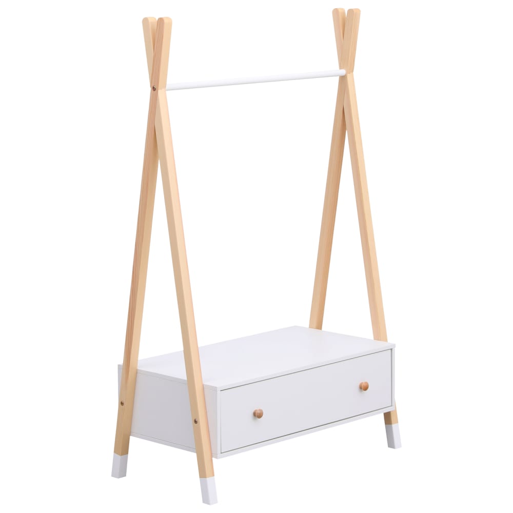 Happy Garden - Penderie pour enfant en bois de pin avec tiroir blanc