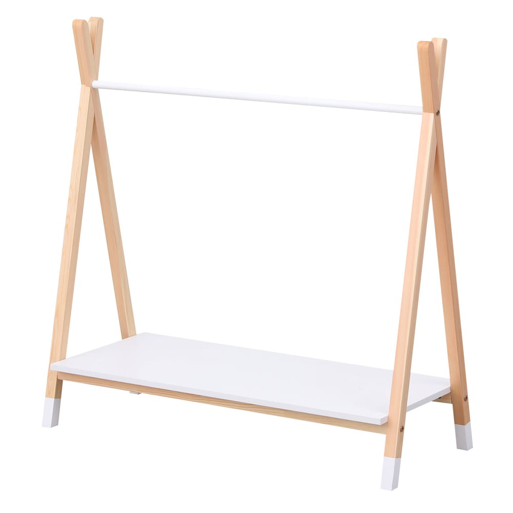 Happy Garden - Penderie pour enfant en bois de pin avec étagère blanche