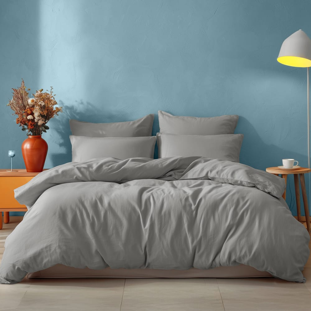 Hhousse de couette en coton gris perle 240x220 cm