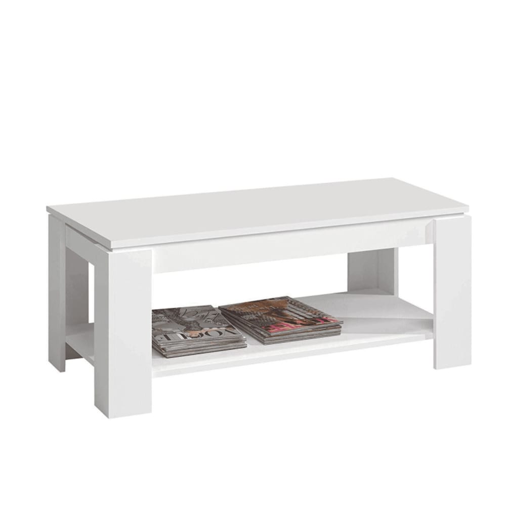 Table basse à plateau relevable - L102 x H43 cm - Blanc