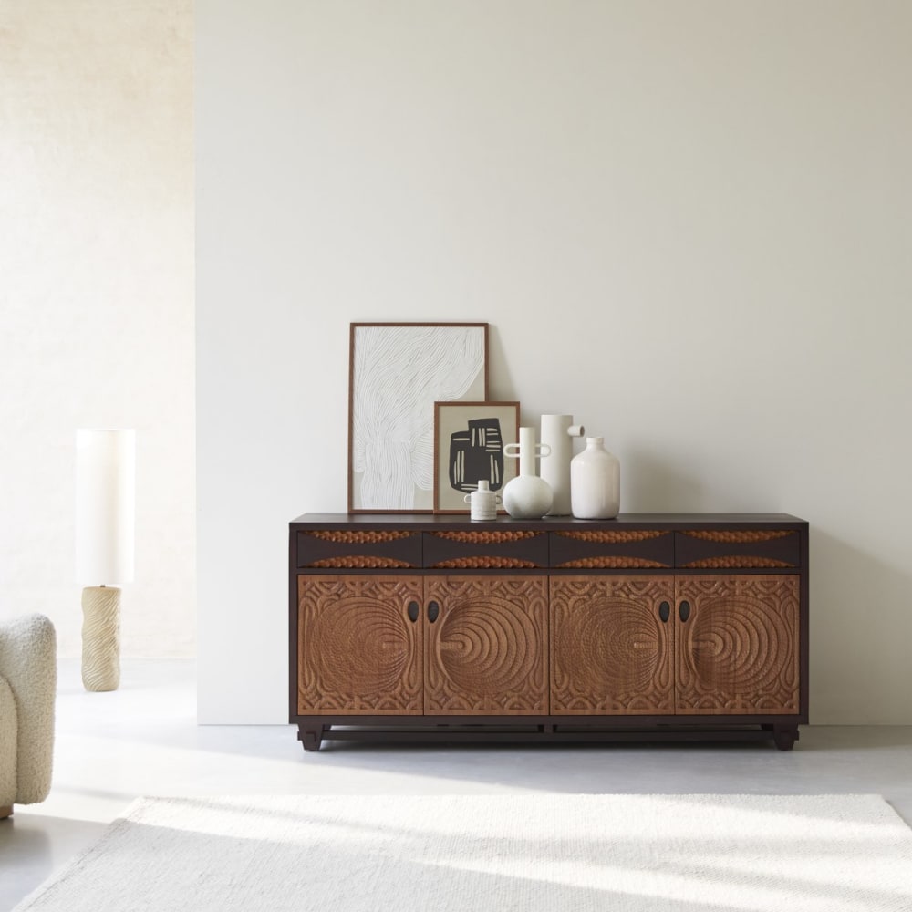 Tikamoon Buffet aus massivem Mahagoniholz 180 cm style exotic Braun