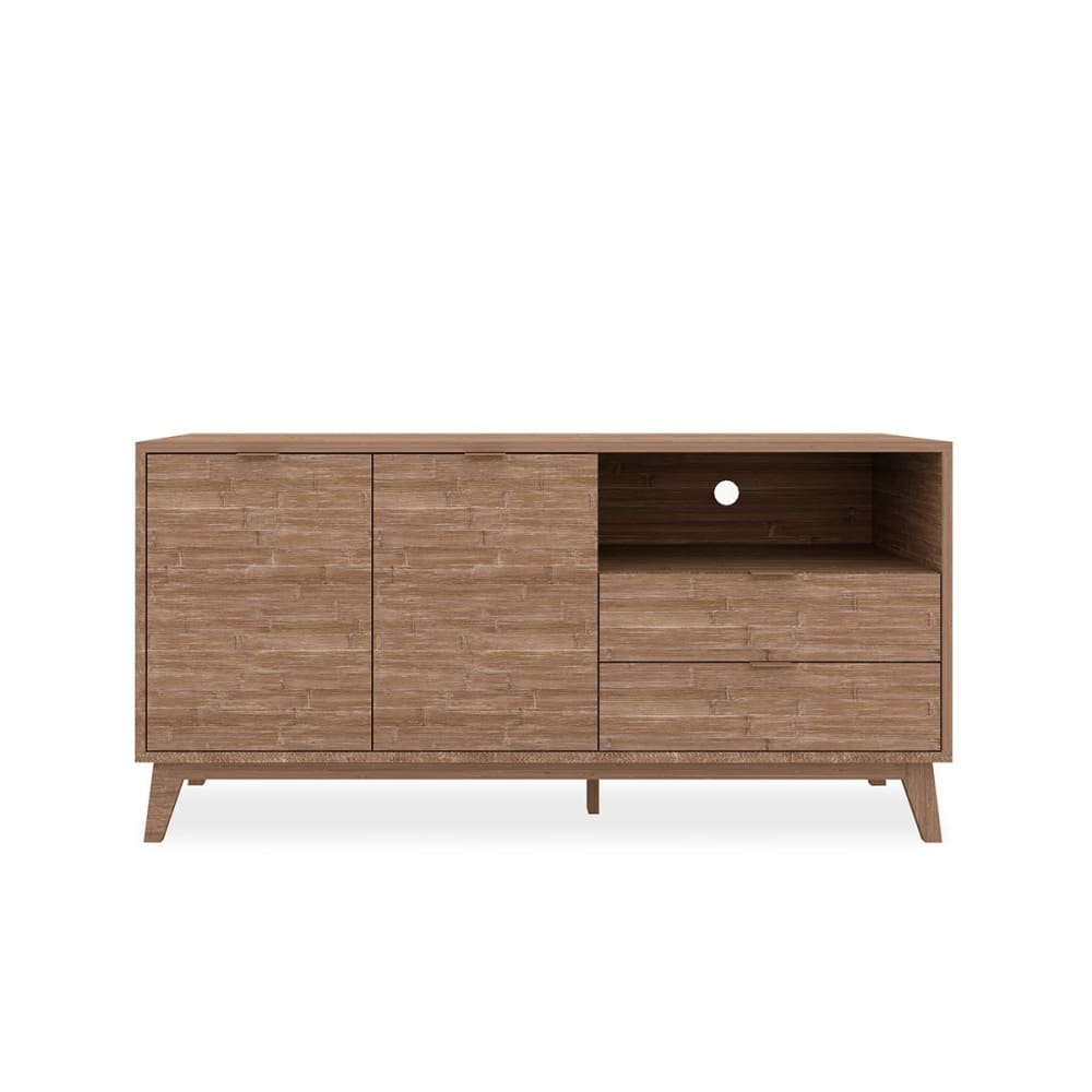 Calicosy TV-Möbel mit 2 Türen 2 Schubladen und 1 Fäch Eichenholzoptik L140 cm style modern Braun Spanplatte