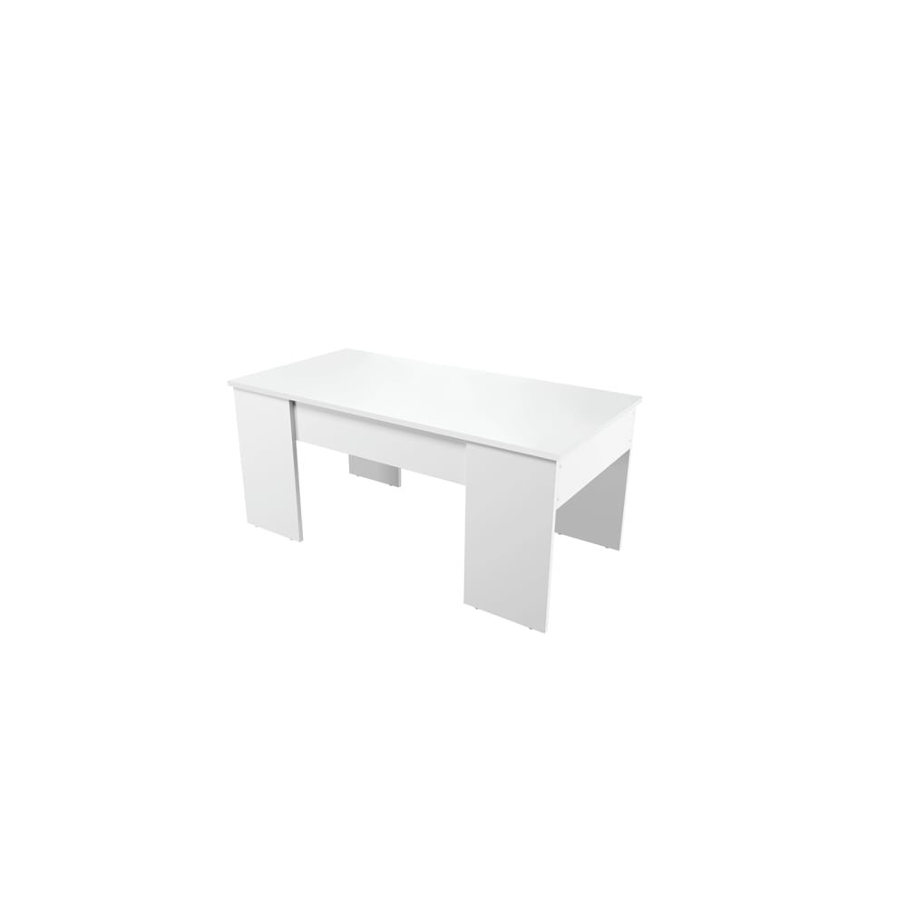 Table basse avec plateau relevable et rangement - Blanc