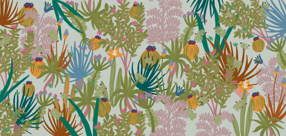 Papier peint jungle cactus, bleu ciel 225 x 250cm — vue 3