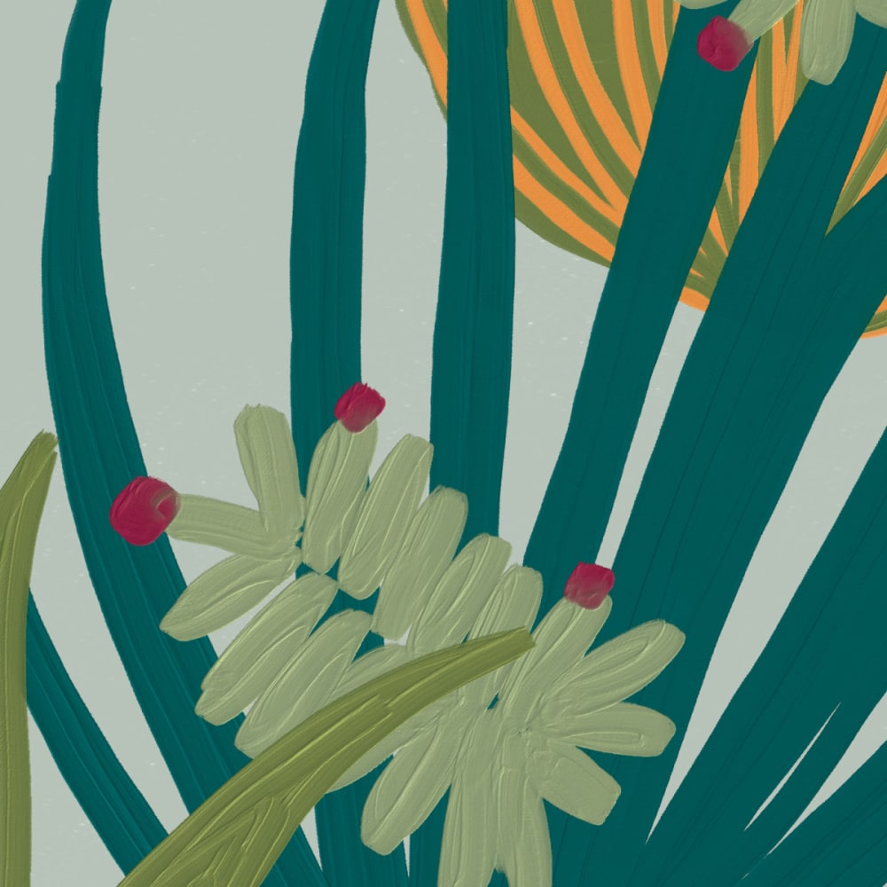 Papier peint jungle cactus, bleu ciel 225 x 250cm — vue 4