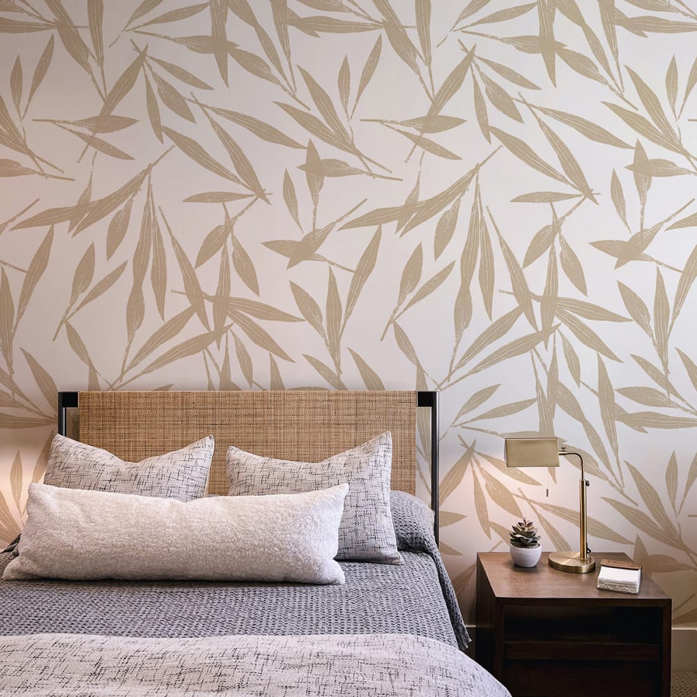 Carta da parati panoramica con stampa di piante, beige 450 x - Modello Contemporaneo - Öko-Tex Zertifikat - Carta