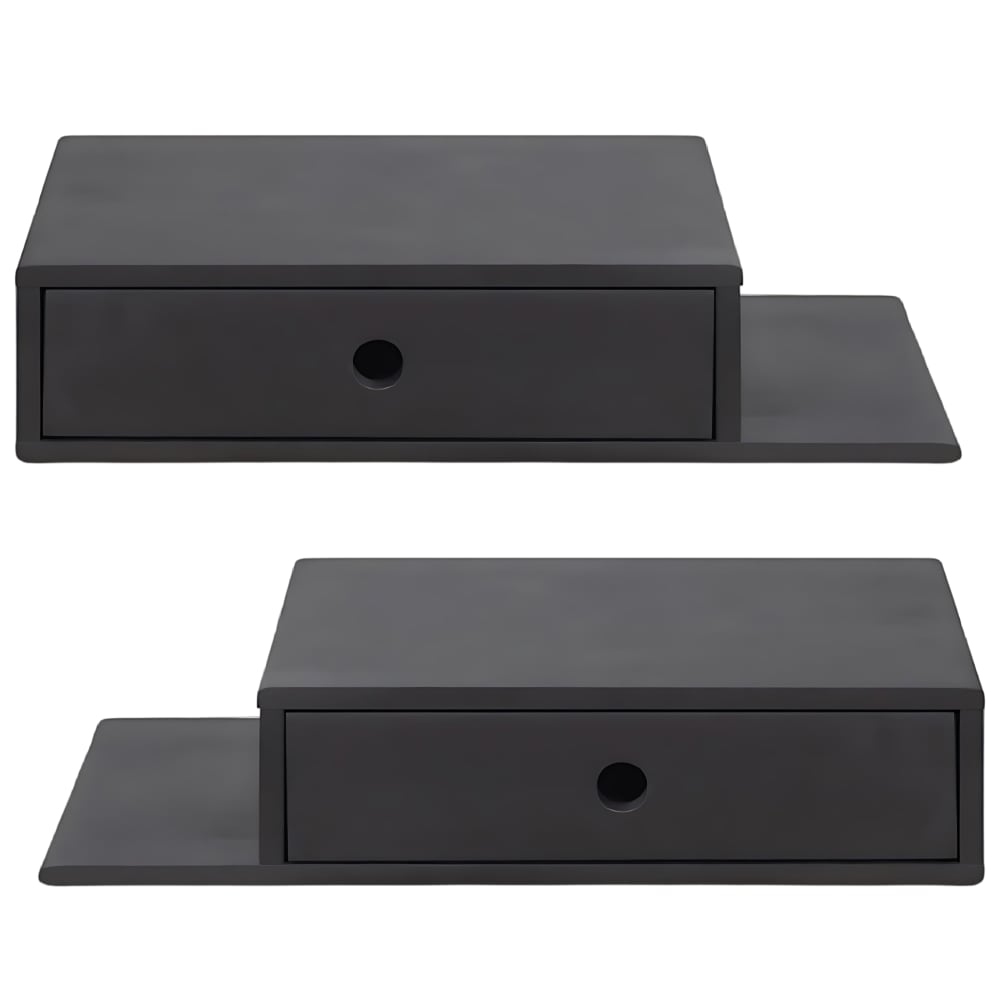 WOODEK 2 x Schwebender Nachttisch, schwarz style modern - Holz