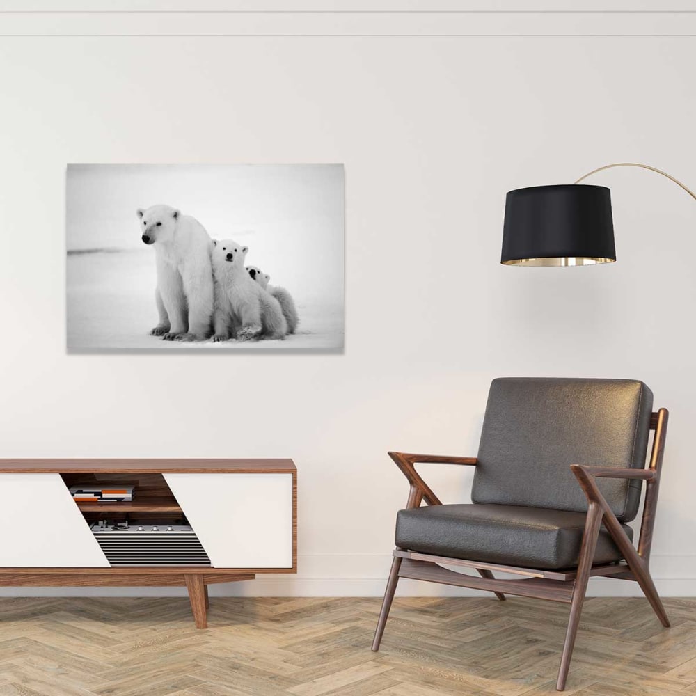 Tableau animaux family polar bear toile imprimée 120x80 cm