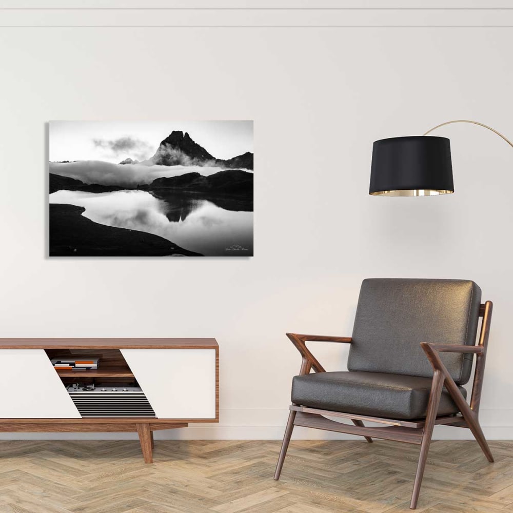 Tableau noir et blanc pic du midi d'ossau toile imprimée 120x80 cm