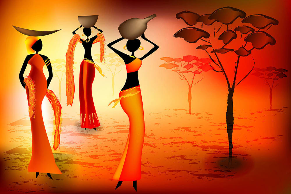 Tableau soirée africaine toile imprimée 120x80 cm