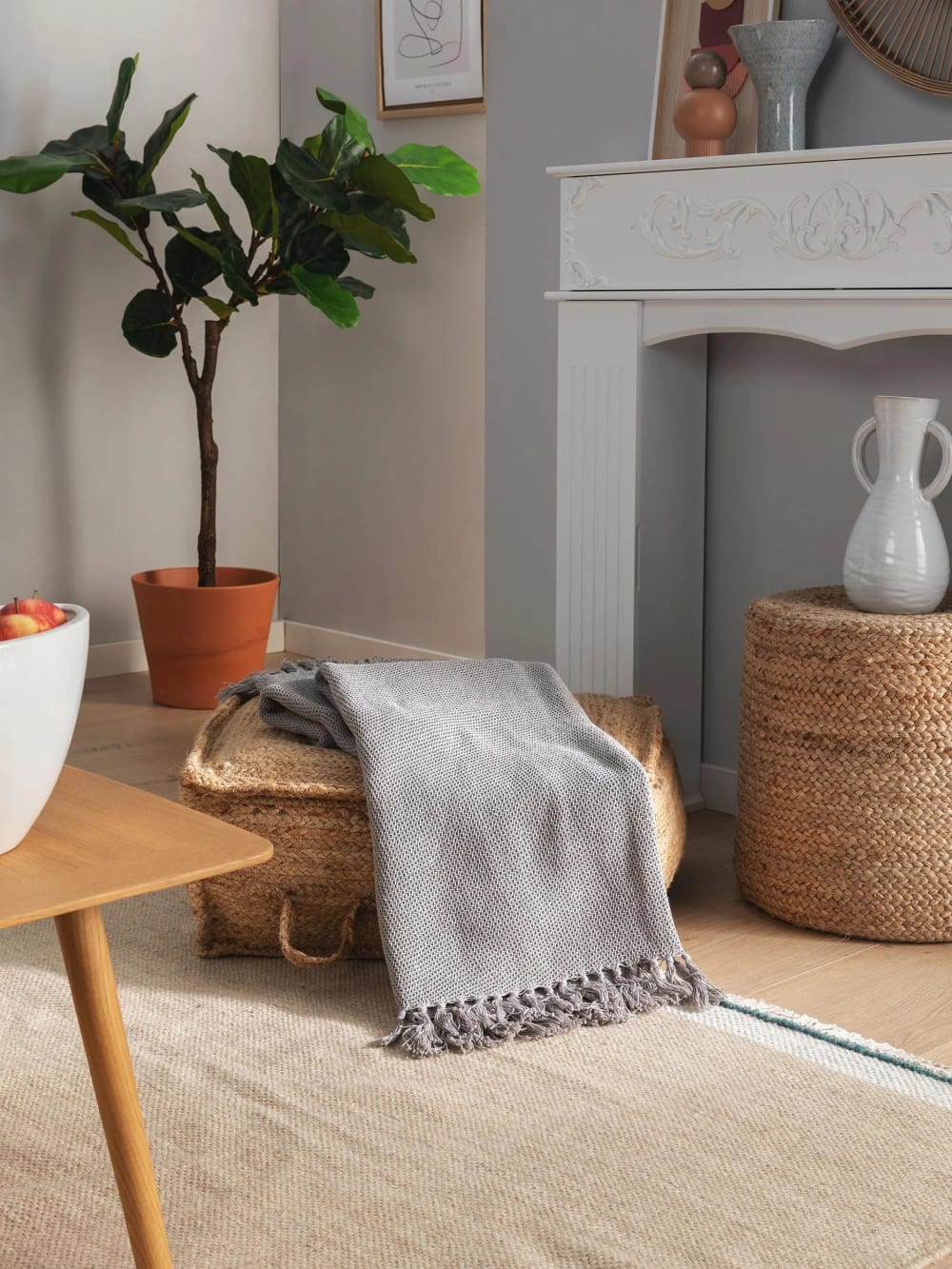 Coperta di cotone grigio 125x150 - Benuta