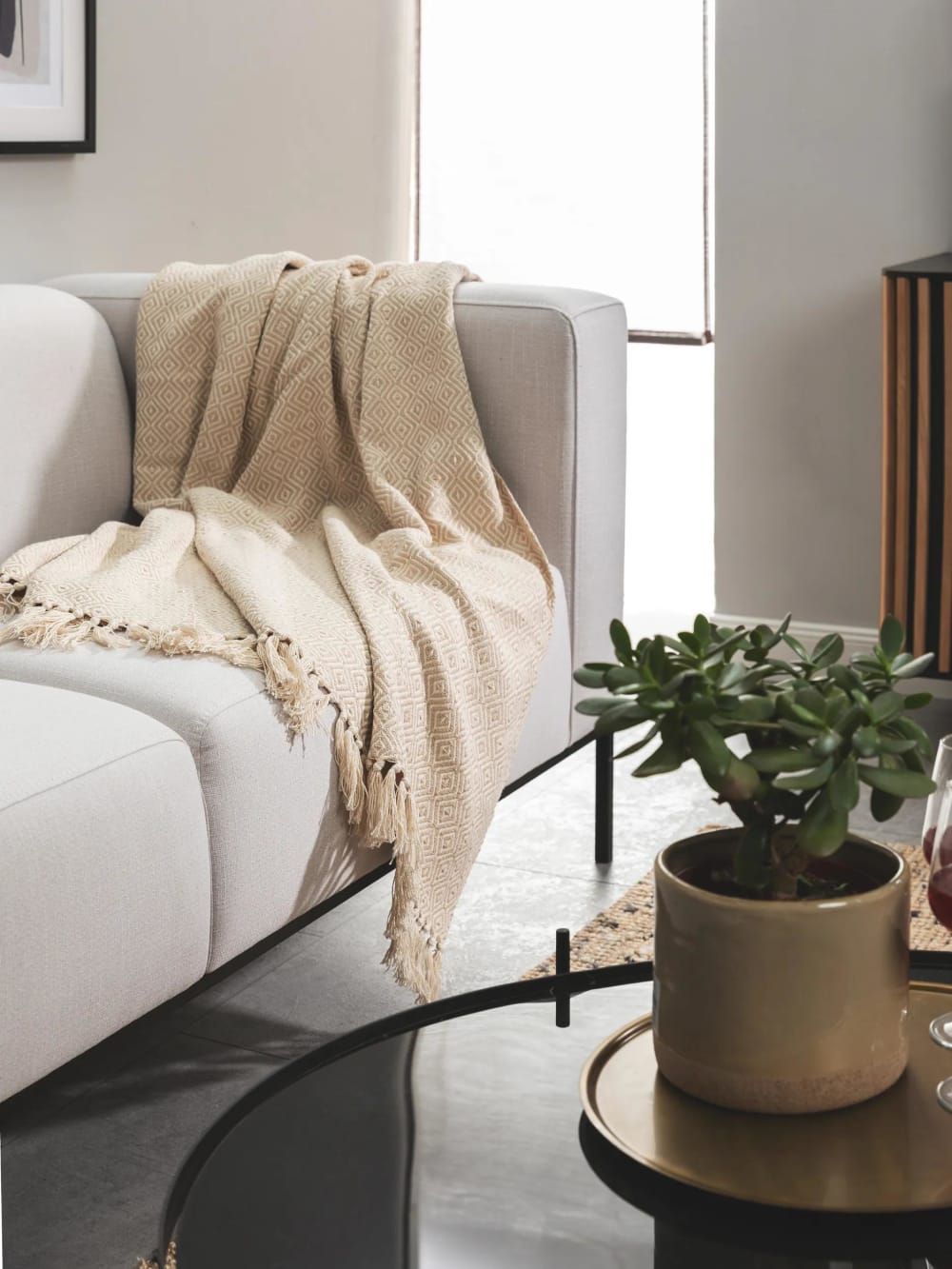 Manta de algodón beige 125x150 - Maisons du Monde